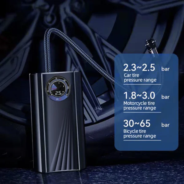 kf-S61315725cfc04adea463023d8da1de22S Compresseur d'air électrique portable, haute précision, gonflage rapide pour moto, voiture, vélo, quad, ballon