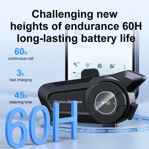 Intercom V5.3 commande vocale sans fil appel mains libres 1800mAh étanche communicateur haut-parleurs écouteur