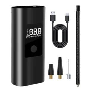 Compresseur d'air portable sans fil avec 3 buses, Gonfleur pour moto, voiture, vélo ballon etc