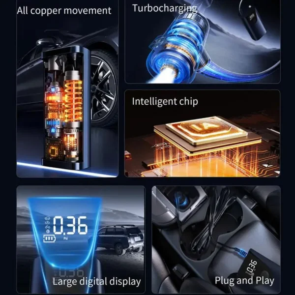 Pompe à Air Portable pour Pneus de Voiture - Haute Précision, Polyvalente avec Écran Numérique