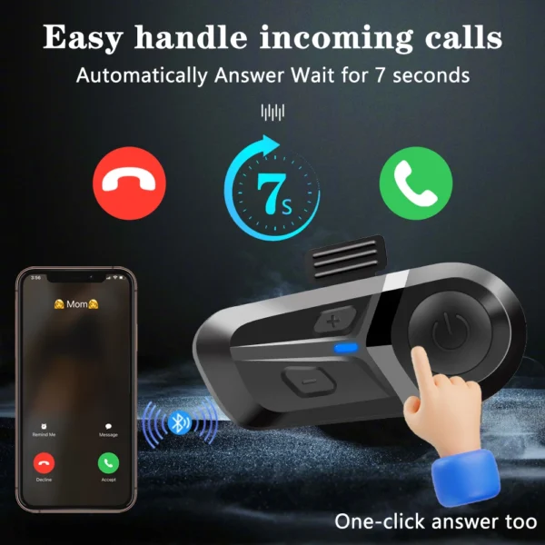 Intercom HEL Bluetooth 5.3 sans fil pour Moto lecteur de musique haut-parleur