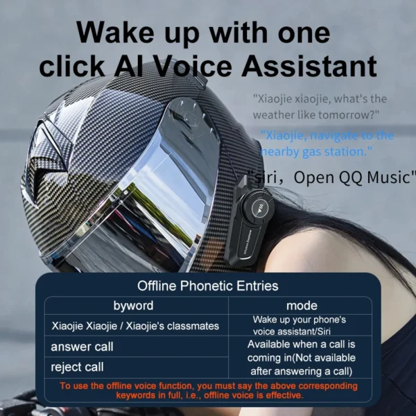 Intercom V5.3 commande vocale sans fil appel mains libres 1800mAh étanche communicateur haut-parleurs écouteur