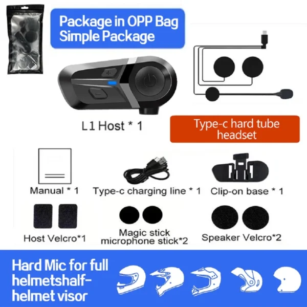 Intercom HEL Bluetooth 5.3 sans fil pour Moto lecteur de musique haut-parleur