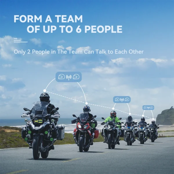 Intercom casque moto - connexion jusqu'à 6 pilotes