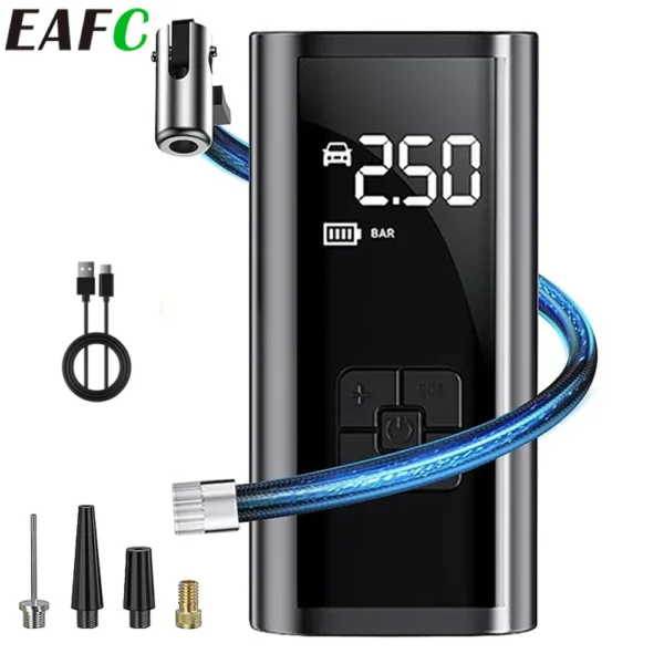 Gonfleur Sans Fil Moto & Voiture 150 PSI — Compresseur Portatif Rechargeable, Écran LCD & Arrêt Auto