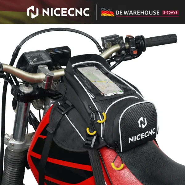Sacoche réservoir moto magnétique NICECNC montée sur moto