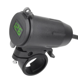 Chargeur USB Moto Étanche pour Guidon — Double Port Charge Rapide, Voltmètre Intégré, Waterproof