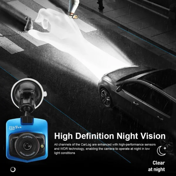 Dashcam Moto & Voiture Full HD 1080P — Vision Nocturne, Écran LCD 2.4", Détection de Mouvement