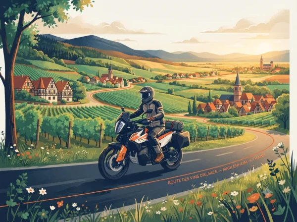 Petite route boisée de la Vallée de Chevreuse à moto, sous-bois des Yvelines