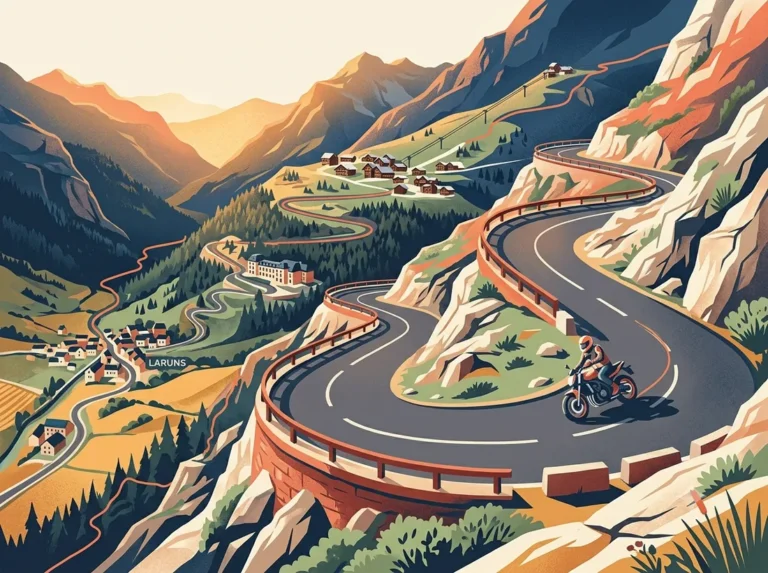 Route sinueuse des Monts du Lyonnais à moto, vue sur la vallée depuis les crêtes